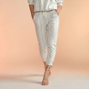 CYNTHIA ROWLEY Trompe L'Oeil Cable knit printed jogger sweatpants NWT